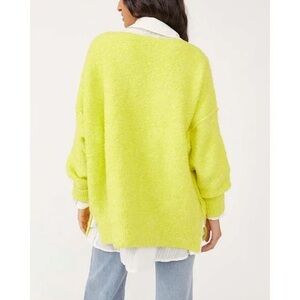Free People Moira Slouchy Two-Tone Boucle Tunic Sweater Citron Sun Size S